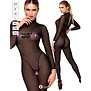 Noir Handmade F387 Troublemaker catsuit open kruis flock print zwart