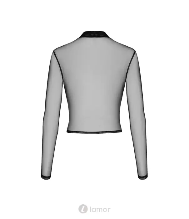 * NOIR handmade Noir Handmade F389 Troublemaker top flock print buikvrij zwart