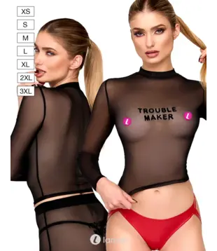 Troublemaker top flock print, F389