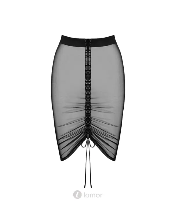 * NOIR handmade Noir Handmade F390 Troublemaker rok flock print verstelbare lengte zwart