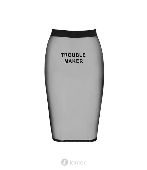 * NOIR handmade Noir Handmade F390 Troublemaker rok flock print verstelbare lengte zwart