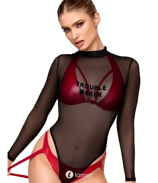 * NOIR handmade Noir Handmade F392 Troublemaker bralette wetlook bandjes rood