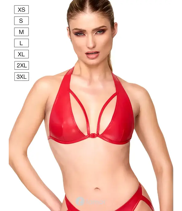 * NOIR handmade Noir Handmade F392 Troublemaker bralette wetlook bandjes rood