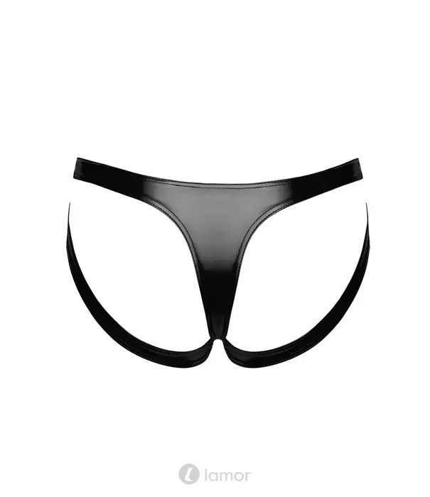 * NOIR handmade Noir Handmade F393 Troublemaker strappy string wetlook zwart