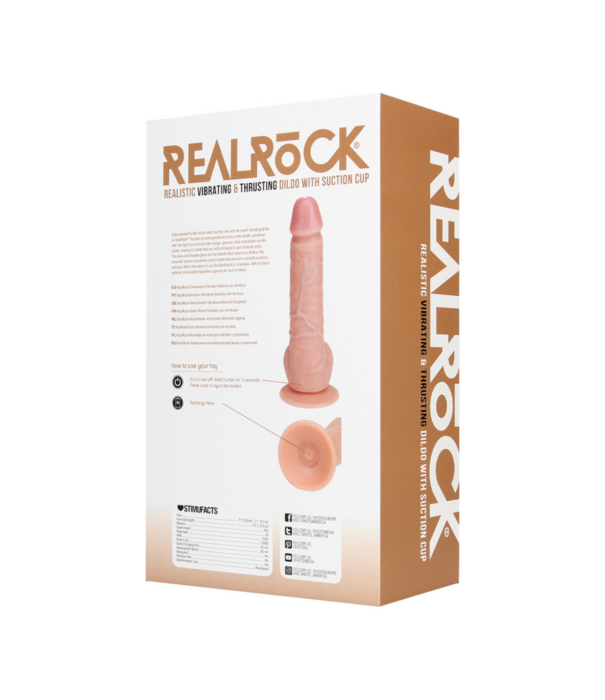 RealRock by Shots Vibrerende en Duwende Rechte Penis met Ballen - 8 / 20,5 cm - Vlees