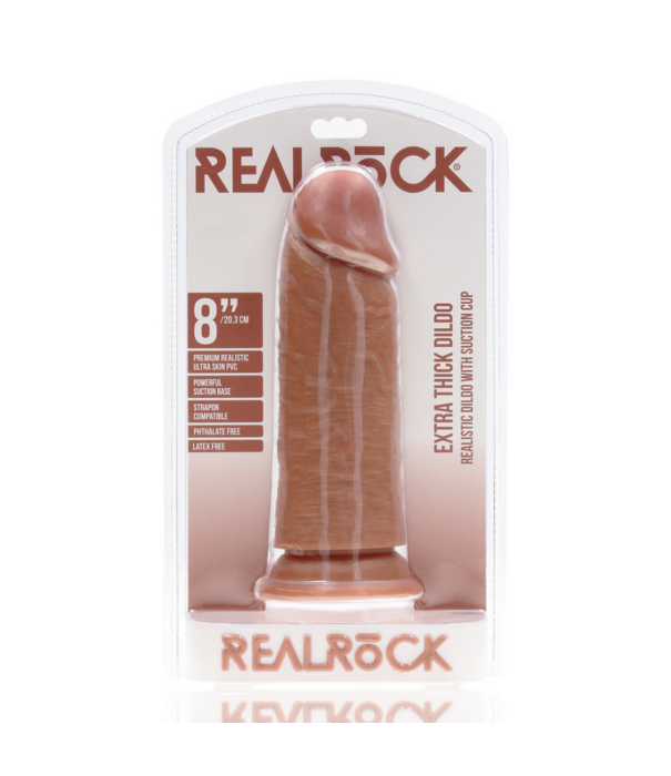 RealRock by Shots Extra Dikke Recht zonder Ballen 8 / 20,3 cm - Tan