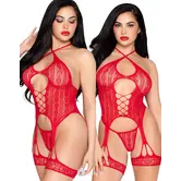 Halter Cami Jarretel Set met String van Leg Avenue