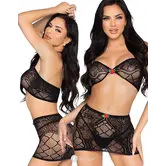 Kanten BH Top en Mini Rok Set van Leg Avenue