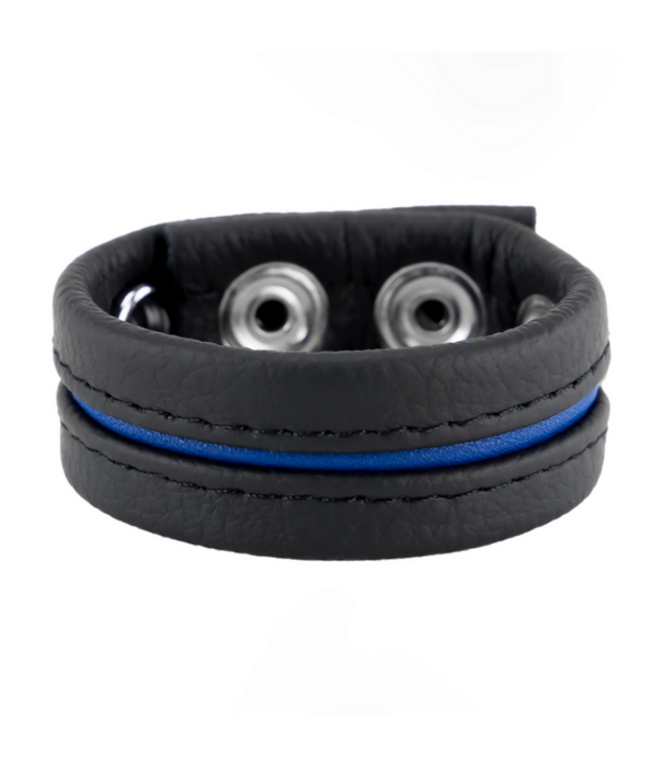 Red Leather Verstelbare Leren Cockring - Blauw