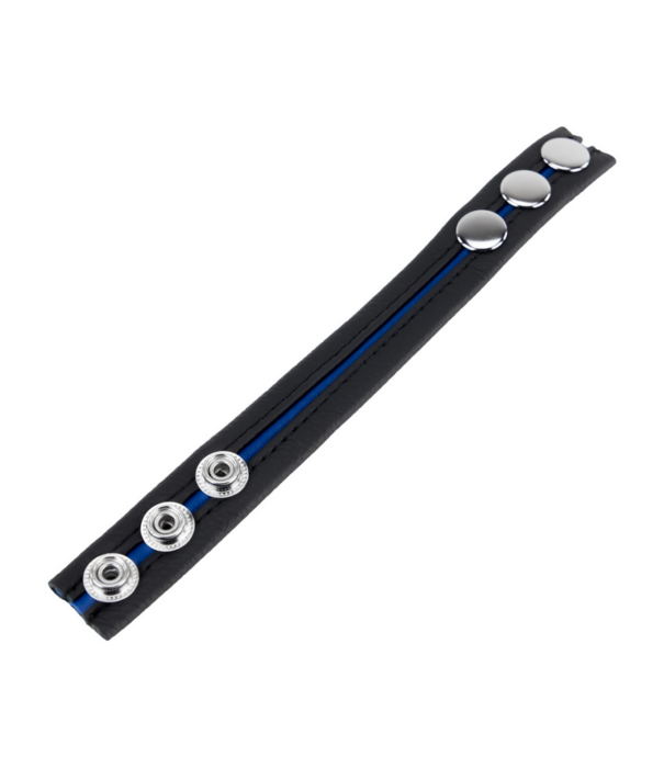 Red Leather Verstelbare Leren Cockring - Blauw