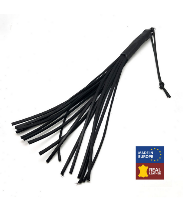 Red Leather Martinet met Leren Touwen - 43 cm - Zwart