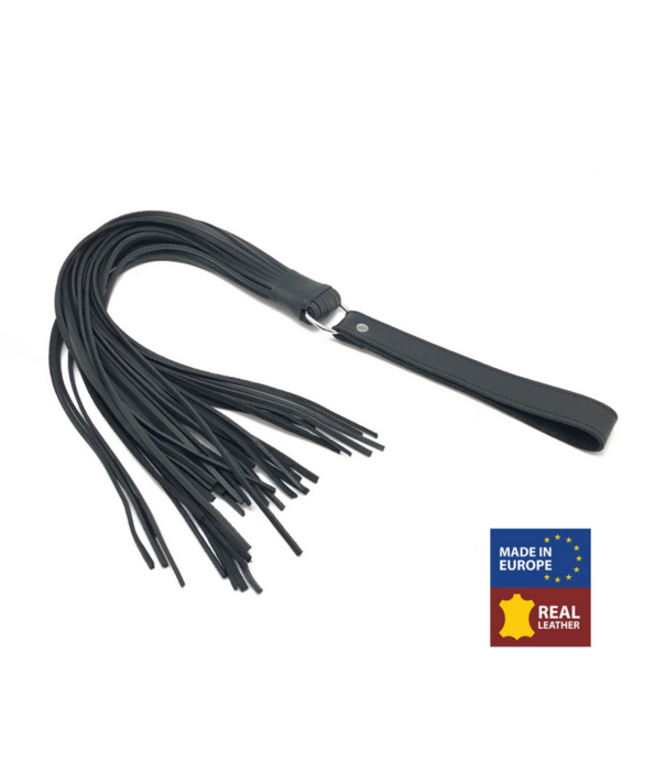 Red Leather Martinet met Leren Touwen - 75 cm - Zwart