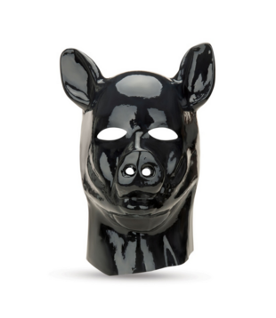 Latex Pig Hood - Zwart