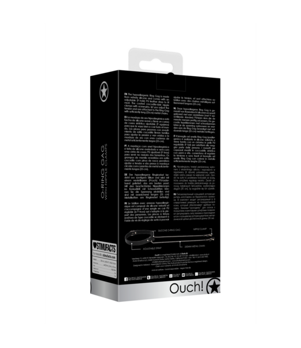 Ouch! by Shots O-Ring Ballgag met Tepelklemmen