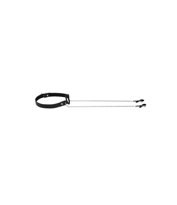 Ouch! by Shots O-Ring Ballgag met Tepelklemmen