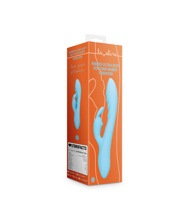 Loveline by Shots Geribbelde Ultra Zachte Siliconen Konijn Vibrator - Glaciaal Blauw