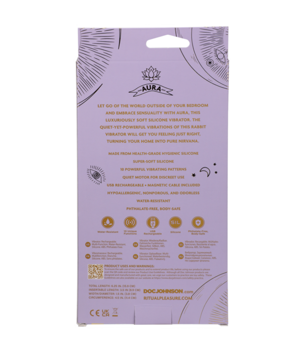 Doc Johnson Aura - Oplaadbare Siliconen Rabbit Vibe - Lilac