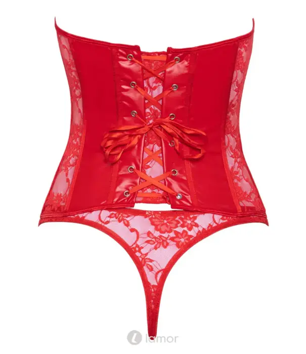 * COTTELLI  Cottelli LINGERIE Open Cup Corsage En String Set Rood