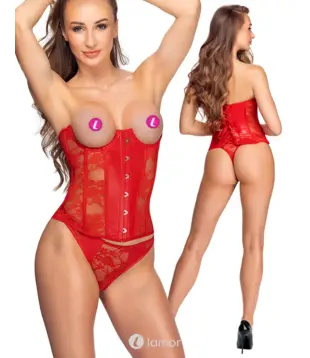 Open cup corsage set  rood, CC2611554