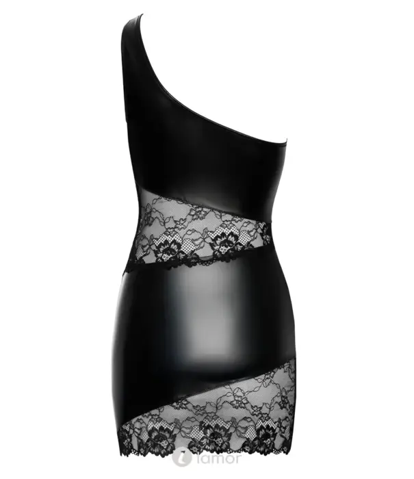 * COTTELLI  Cottelli PARTY One Shoulder Mini Jurk Met Kant Zwart