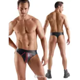 Svenjoyment Wetlook String Met Rits Zwart Rood