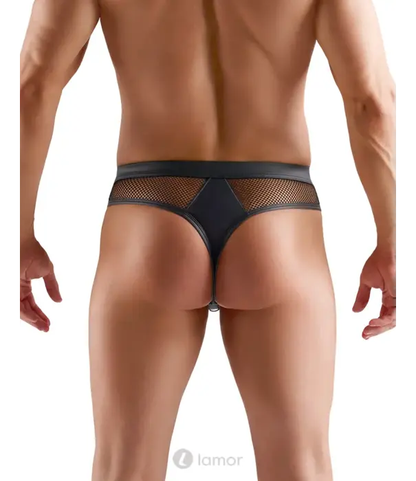 * SVENJOYMENT Svenjoyment Mesh Wetlook String Met Ringen Zwart