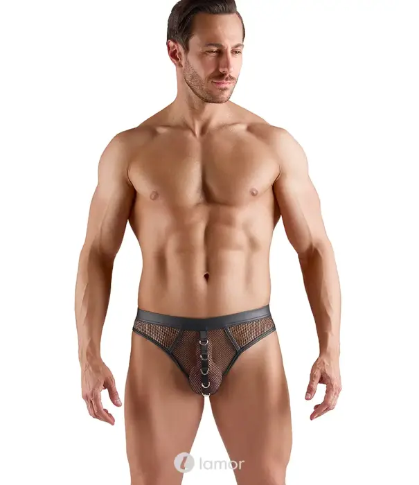 * SVENJOYMENT Svenjoyment Mesh Wetlook String Met Ringen Zwart