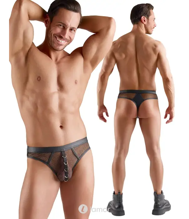 * SVENJOYMENT Svenjoyment Mesh Wetlook String Met Ringen Zwart