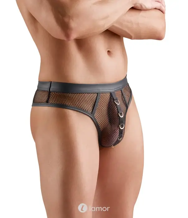 * SVENJOYMENT Svenjoyment Mesh Wetlook String Met Ringen Zwart