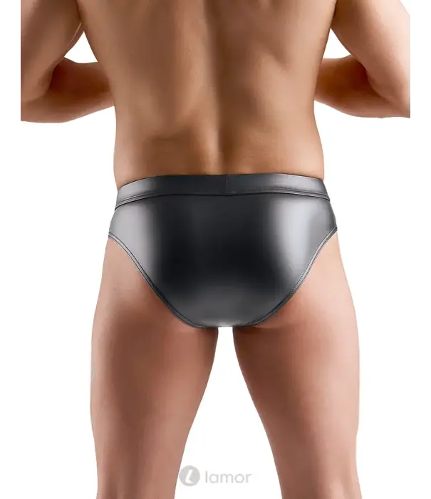 * SVENJOYMENT Svenjoyment Wetlook Slip Met Rits En Net Zwart