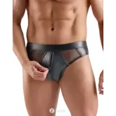 Svenjoyment Wetlook Slip Met Rits En Net Zwart