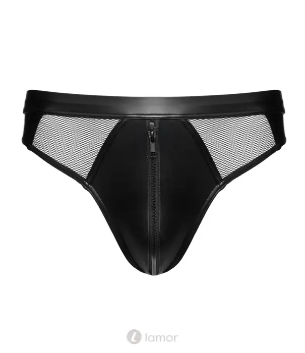 * SVENJOYMENT Svenjoyment Wetlook Slip Met Rits En Net Zwart