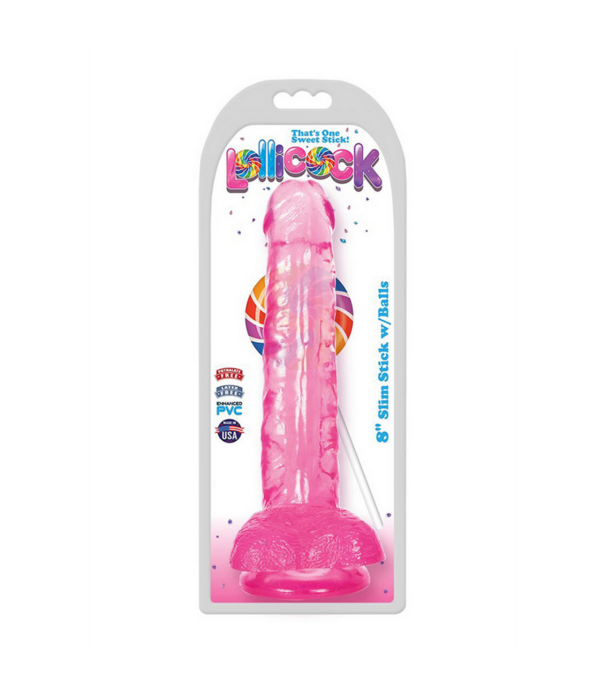 Curve Toys Slim Stick Cherry Ice - Dildo met ballen - 8 / 20,5 cm