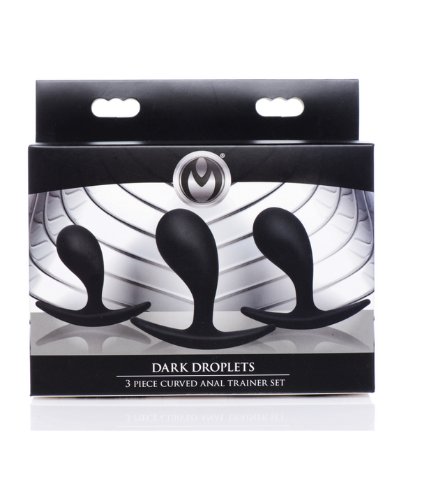 Dark Droplets - 3-delige Gebogen Anale Trainer Set - Zwart
