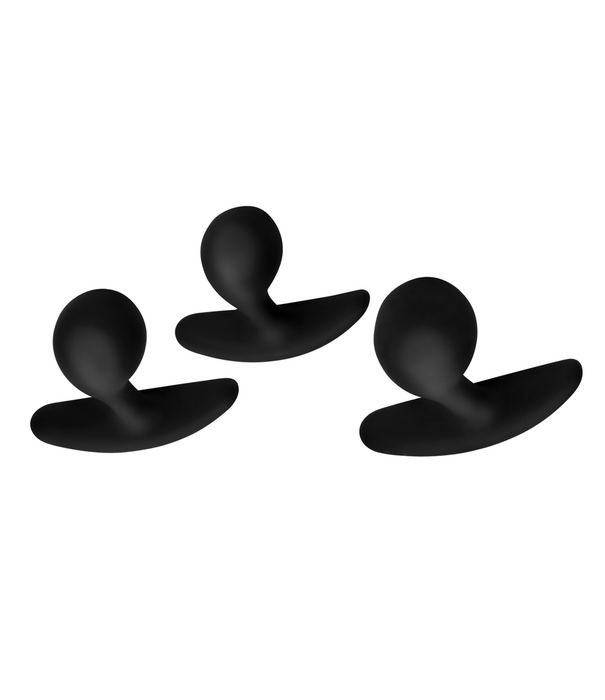 Dark Droplets - 3-delige Gebogen Anale Trainer Set - Zwart