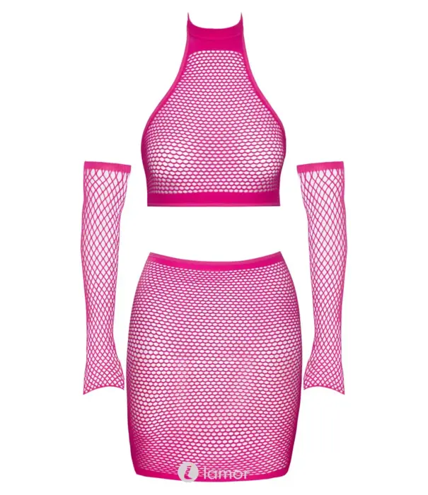 * COTTELLI  Cottelli Fantasie Roze Net Set Met Top En Minirok