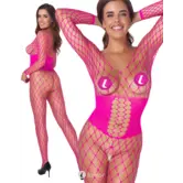 Cottelli Fantasie Roze Net Bodystocking Met Strass