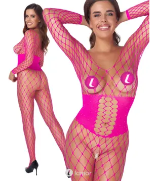 Roze Net Bodystocking Met Strass, CC2551810