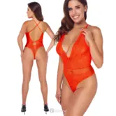 Cottelli Fantasie Neon Koraal Rio Body Met Kant