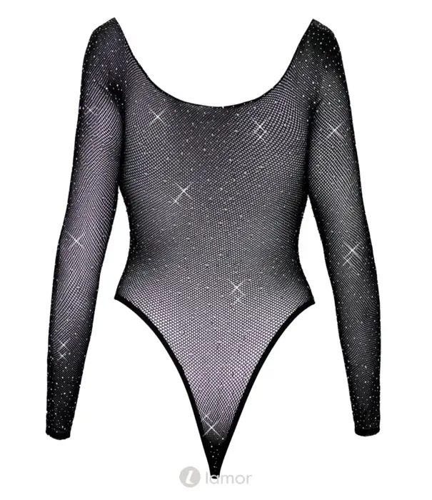 * COTTELLI  Cottelli Fantasie Net Body Met Strass Lange Mouwen Zwart