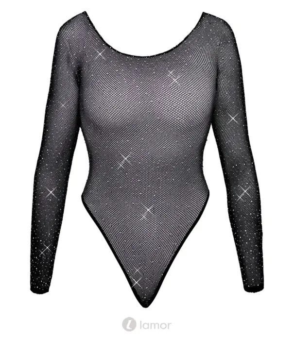* COTTELLI  Cottelli Fantasie Net Body Met Strass Lange Mouwen Zwart