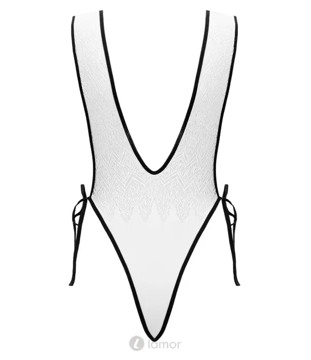 * COTTELLI  Cottelli Fantasie Ombre Body Wit Zwart Met Open Zijkant