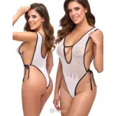 Cottelli Fantasie Ombre Body Wit Zwart Met Open Zijkant