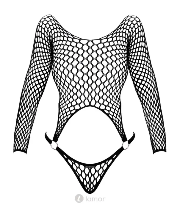 * COTTELLI  Cottelli Fantasie Net Body Lange Mouwen Met Ringen Zwart