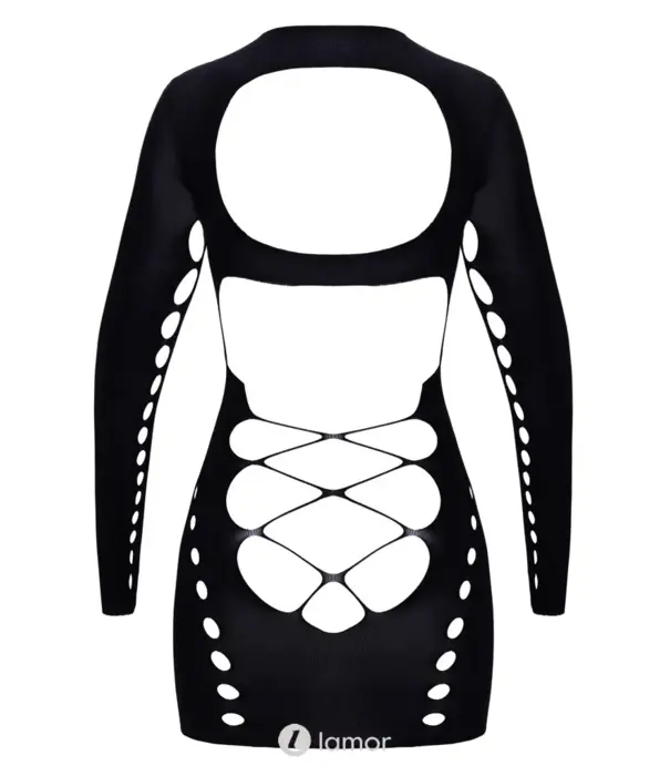 * COTTELLI  Cottelli Fantasie Cut Out Mini Jurk Lange Mouwen Zwart