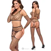 Cottelli Fantasie 3-Delige Net Lingerie Set Met Armsleeves