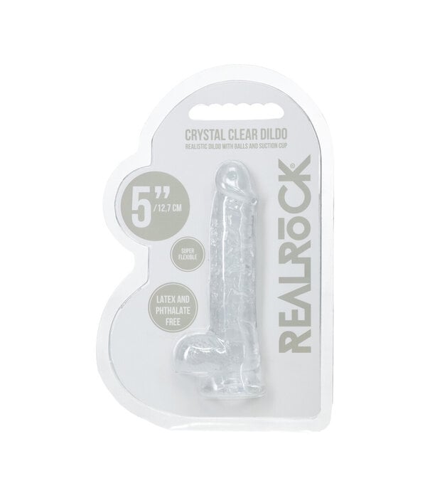 RealRock by Shots Realistische Dildo met Ballen - 5 / 12,7 cm - Transparant