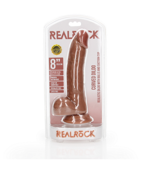 RealRock by Shots Gebogen Realistische Dildo met Ballen en Zuignap - 8 / 20,5 cm