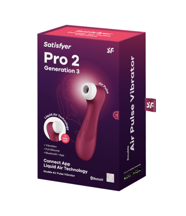 Satisfyer Pro 2 Generatie 3 - Double Air Pulse Vibrator - Liquid Air en Connect App - Wijnrood