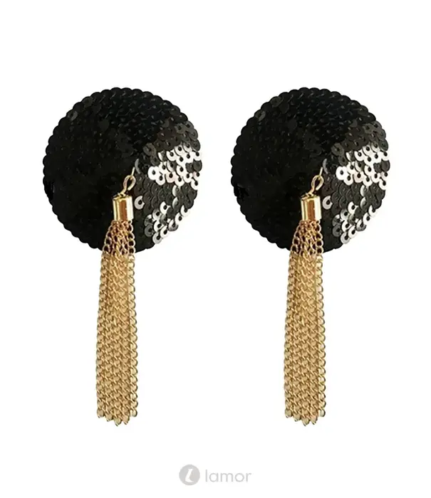 * Kinky Diva Kinky Diva Tepelplakkers Met Chain Tassels Zwart Goud